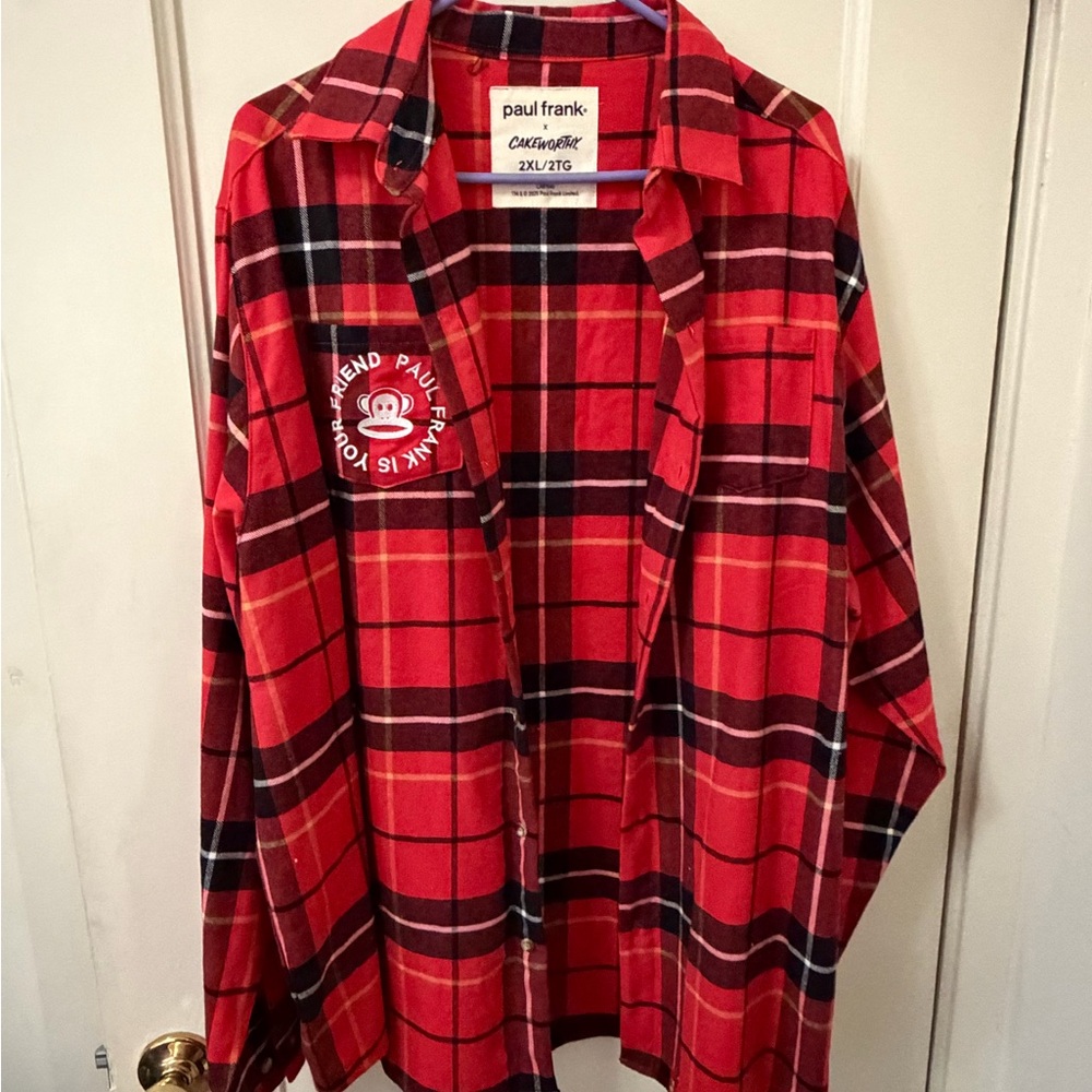 Paul Frank Red and Black Plaid Button-Up Shirt